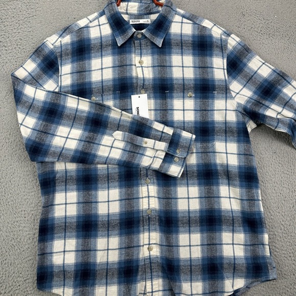 Sonoma Flannel Shirt Adult Mens XL Blue White Plaid Button Up Long Sleeve NEW